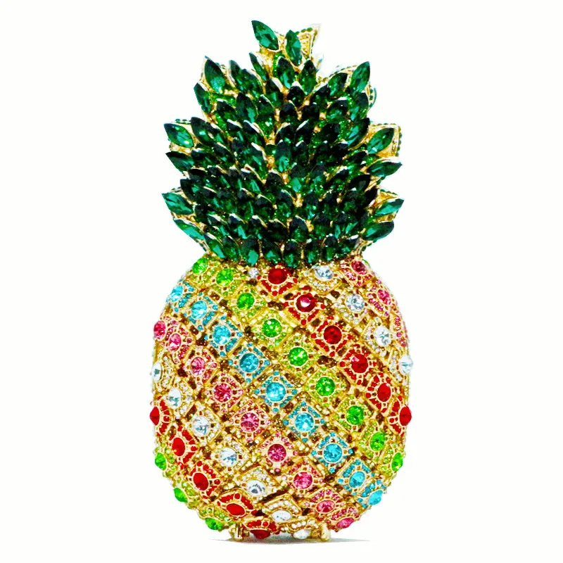 Luxury Crystal Green Pineapple Evening Bags Ladies Party Purse Chain Clutch Bags Female Diamond Handbags