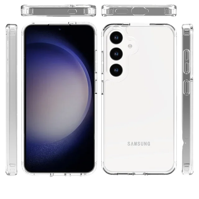 24H Delivery For Samsung S24 Case Clear Cover Not Yellowing Shockproof 2.00mm Phone Case for Samsung TPU+PU for Samsung series