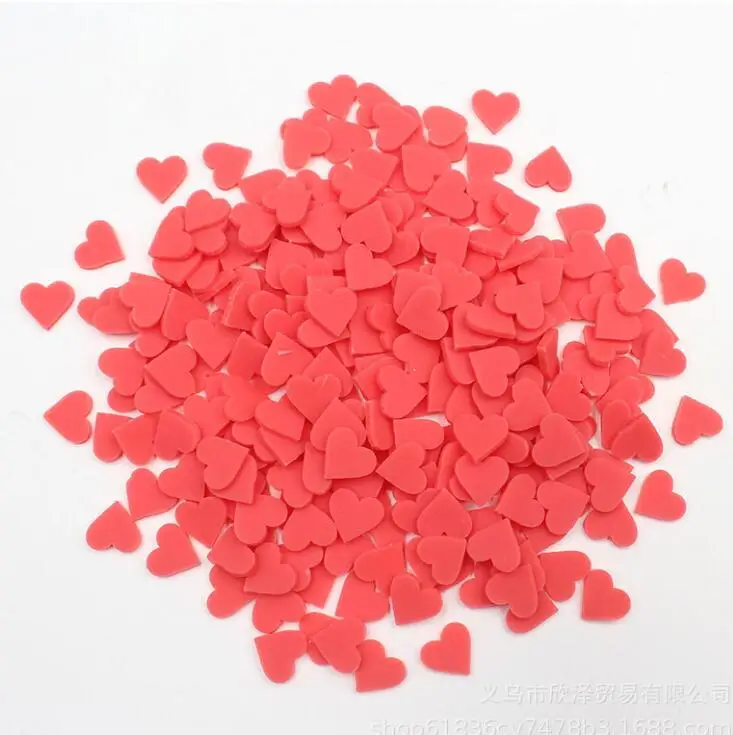 New Design Red Heart Polymer Slices Diy Accessories Polymer Clay Fruit Slices for Decoration