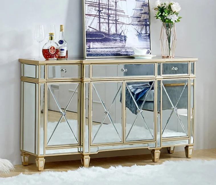 2024 Foshan Factory Hot Sale Mirror Furniture Modern Design Cabinet Home Decorative Sideboard Living Room