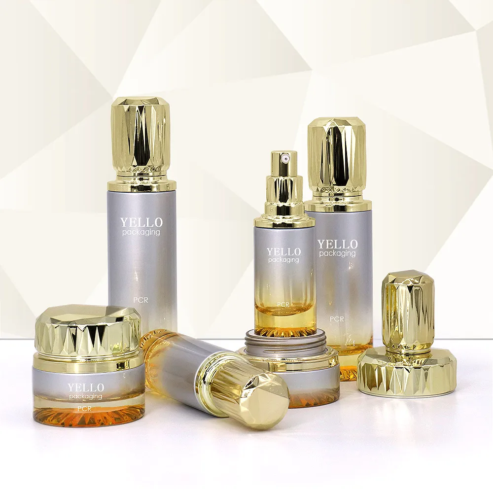Luxury Glass Cosmetics Packaging Empty Jars Set for Cosmetic Bottle With Glass Jar Skincare Set