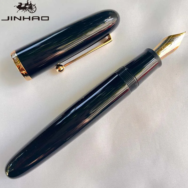 Jinhao 10 - Press Vulpen met Doos, Gradiënt Gras Groen Intrekbare Middelgrote Penpunt met Inkt Converter Set (Zilveren Clip