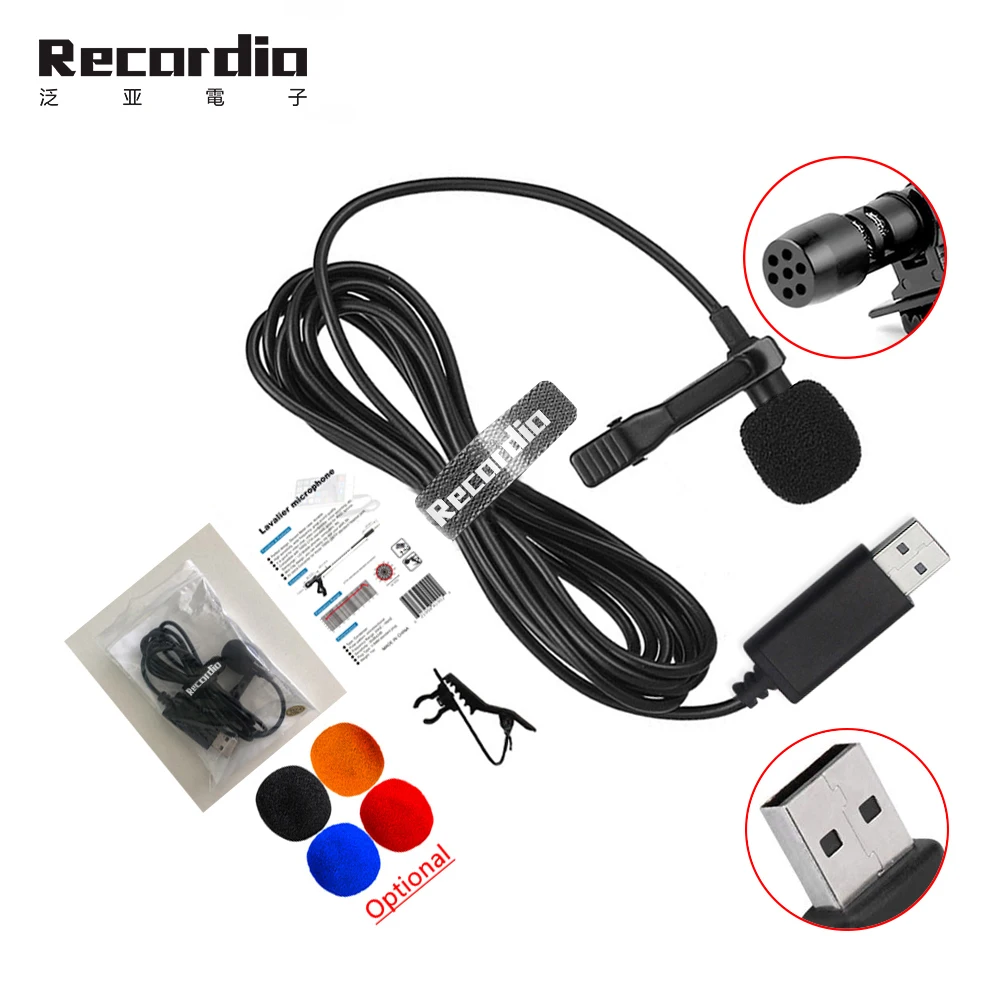 Microfono Lavalier USB-C - 2 Metri, Omnidirezionale, Per Telefono E Laptop