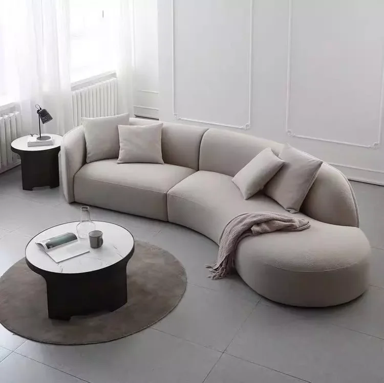Simple Style Velvet Fabric Curved Shape Sofa Sets for Living Room Modern Champion Artificial Sectional Sofa Modular Nordic Sofa