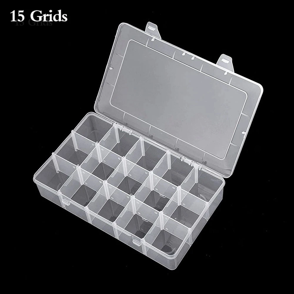 Grid Large Boxes 15 Grid Large Plastic Storage Organizer Box With Adjustable Dividers ...