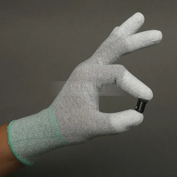 Рабочие перчатки ESD безопасные Электронные сборные безворсовые проводящие из углеродного волокна PU для