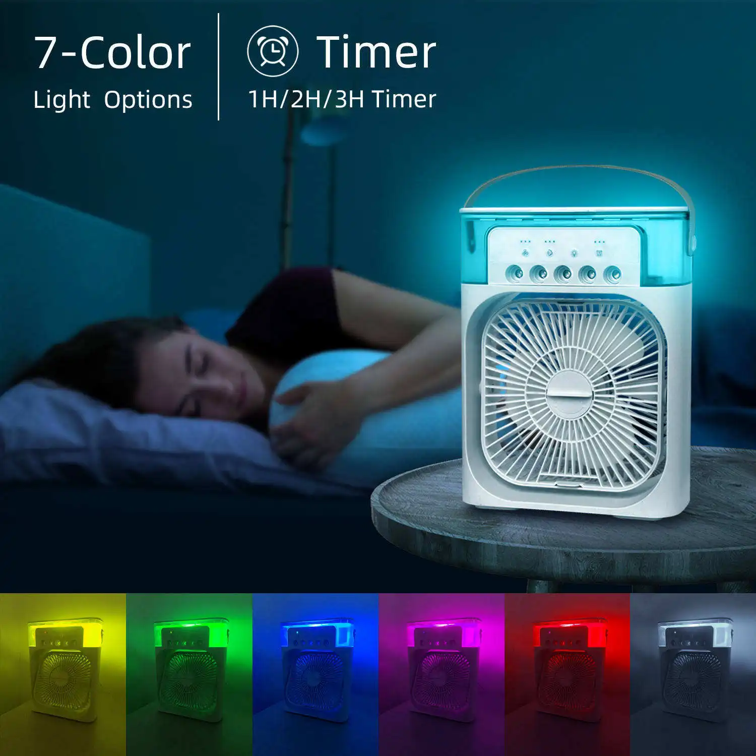 Beliebter Mini-Ventilator mit 7 Stimmungslichtern, faltbar und USB-/Batteriebetrieb – ideal für Hotels_voghion.com
