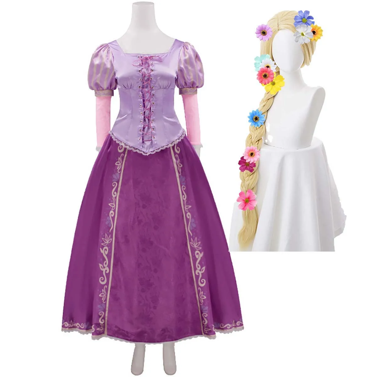 strapless open back dress Princess Jasmine Pink Satin Live Action Movie Cosplay Costume main image 1