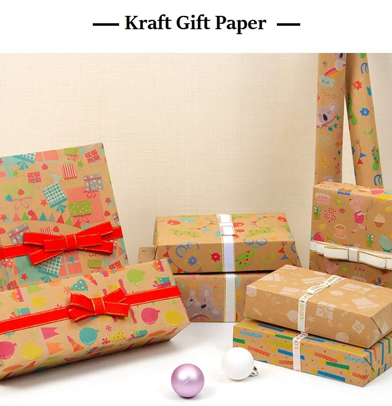 Wholesale Gift Paper Kraft Brown Gift Wrapping Paper With Sketch