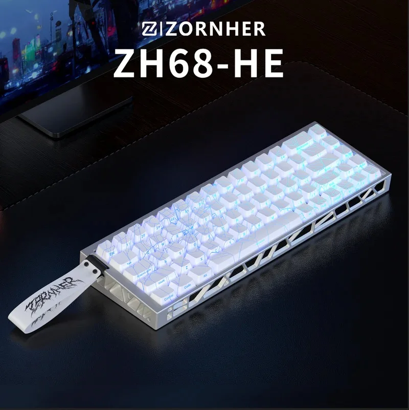 kei 2025 NEW Zornher ZH68-HE 68 Keys CNC Mechanical Keyboard, White