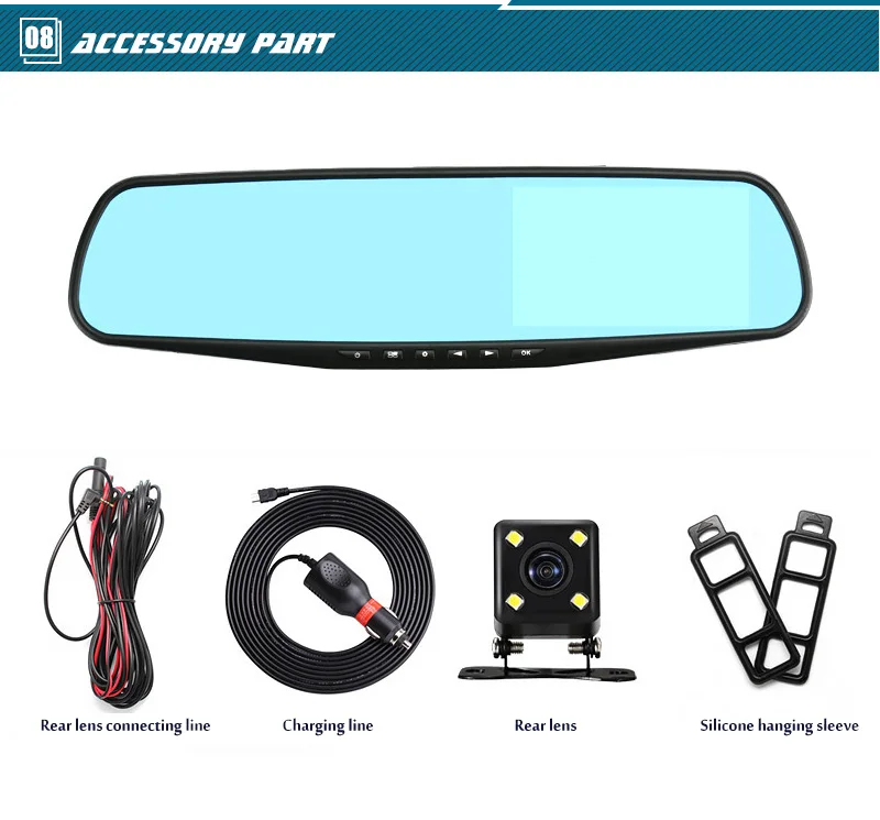 Mirror Front And Rear Dash Cam Dual Vehicle Dvr Recorder Camera Car