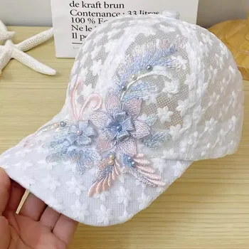 Women's Summer Baseball Cap Hot Sale 100% Polyester Mesh Sun Hat Embroidery Applique Breathable for Spring Autumn Outdoor