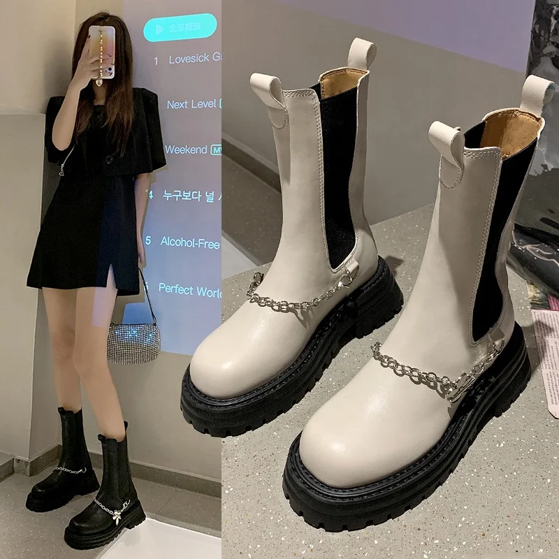 Women's Platform Boots Winter Shoes Women New Trends Botines De Mujer Casual  Shoes Fashion Ladies Boots 2021 - Buy Women Boots Shoes 2021 Winter New  Ladies Casual Shoes Woman Chain Boots Round