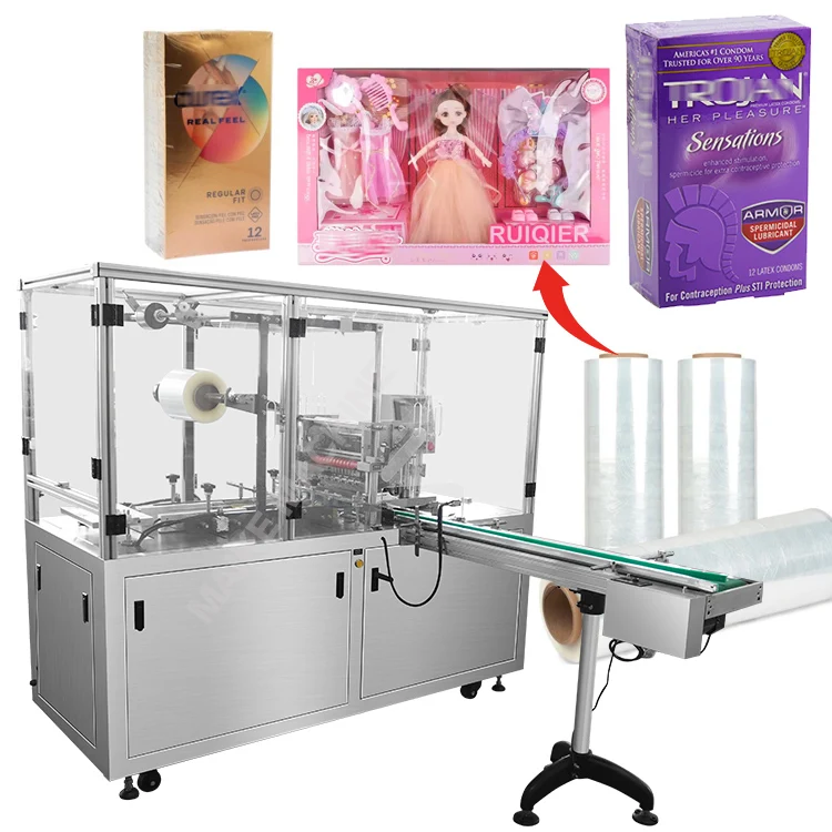 Toy Condom Box 3d Film Packing Machine Automatic BOPP Film Paper Box Cellophane Over Wrapping Machine
