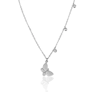 POLIVA Wholesale Kolye Chain Filled Jewelry Plated 18K Collar De Plata Pendant 925 Butterfly Necklace Gold Sterling Silver 30pcs