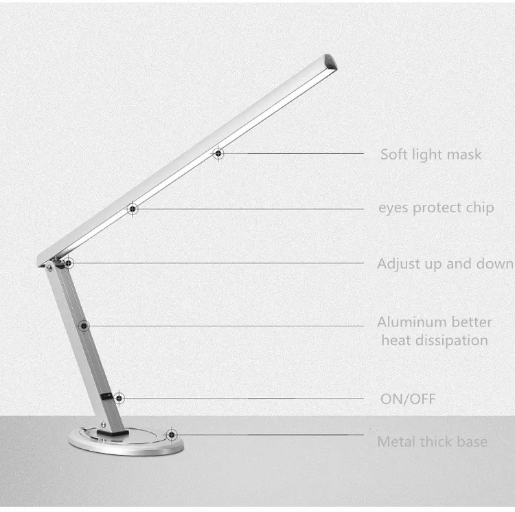 Adjustable Metal Desk Nail Salon Manicure Table Led Light Folding Table