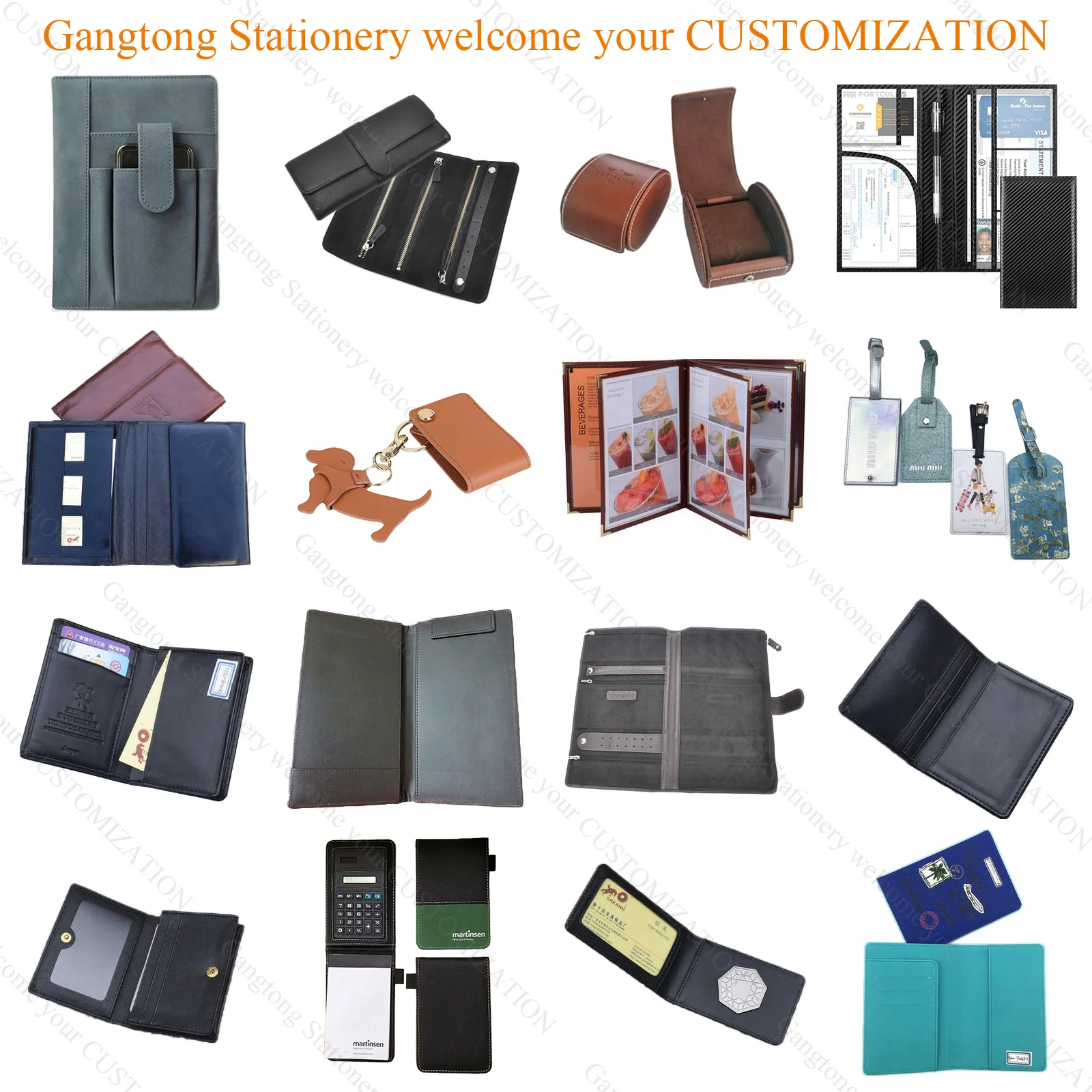 Luxury Yellow A4 Leather File Folder Zipper Portfolio A4 Padfolio