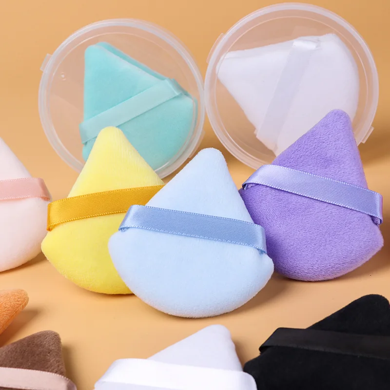 Gmagic Triangle Velvet Powder Puff Heart Velvet Satin Air Cushion Makeup Sponge Powder Puff for Foundation Highlighting Powder