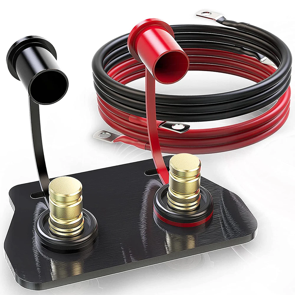 2 STKS Batterijlader Post, 250A 20mm Stud Jumper Terminal met Waterdichte Cover, Zwart Rood Remote Batterij Terminals Relocation Stud Batterij Post Pile Jumper Terminal voor Auto R