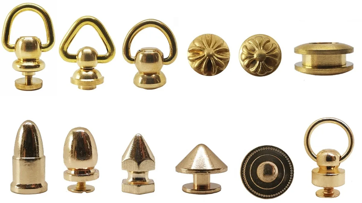 Solid Brass Ball Head Studs Knob Screw Rivets Round Monk Head Rivets