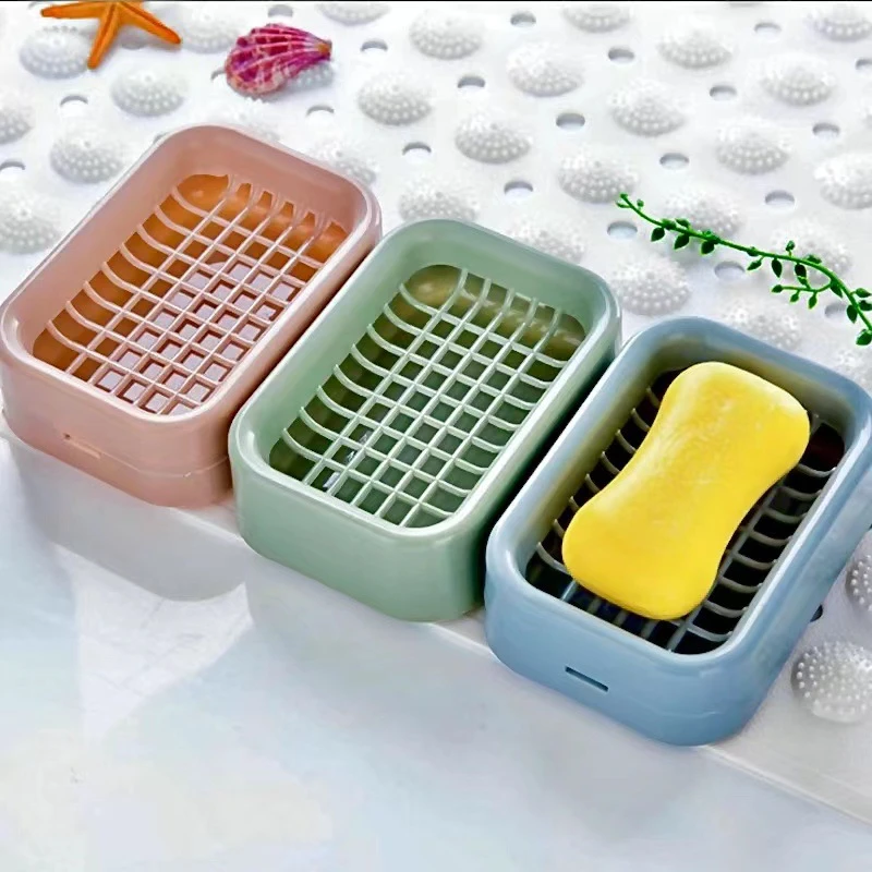 Plastic Shower Soap Dish Non-slip Draining Tool Drainage Soap Box ...