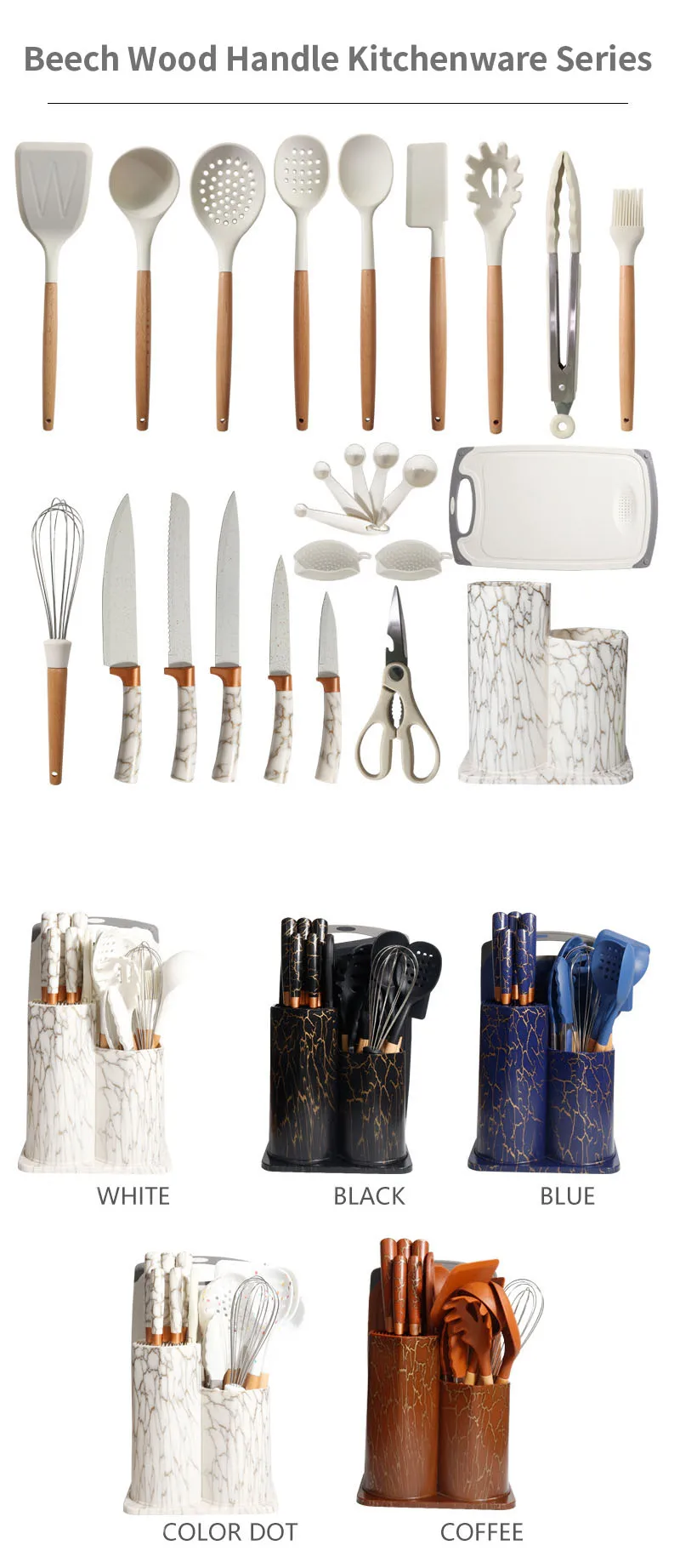 25piece Silicone Cooking Utensils Kitchen Utensils Set Heat Resistant