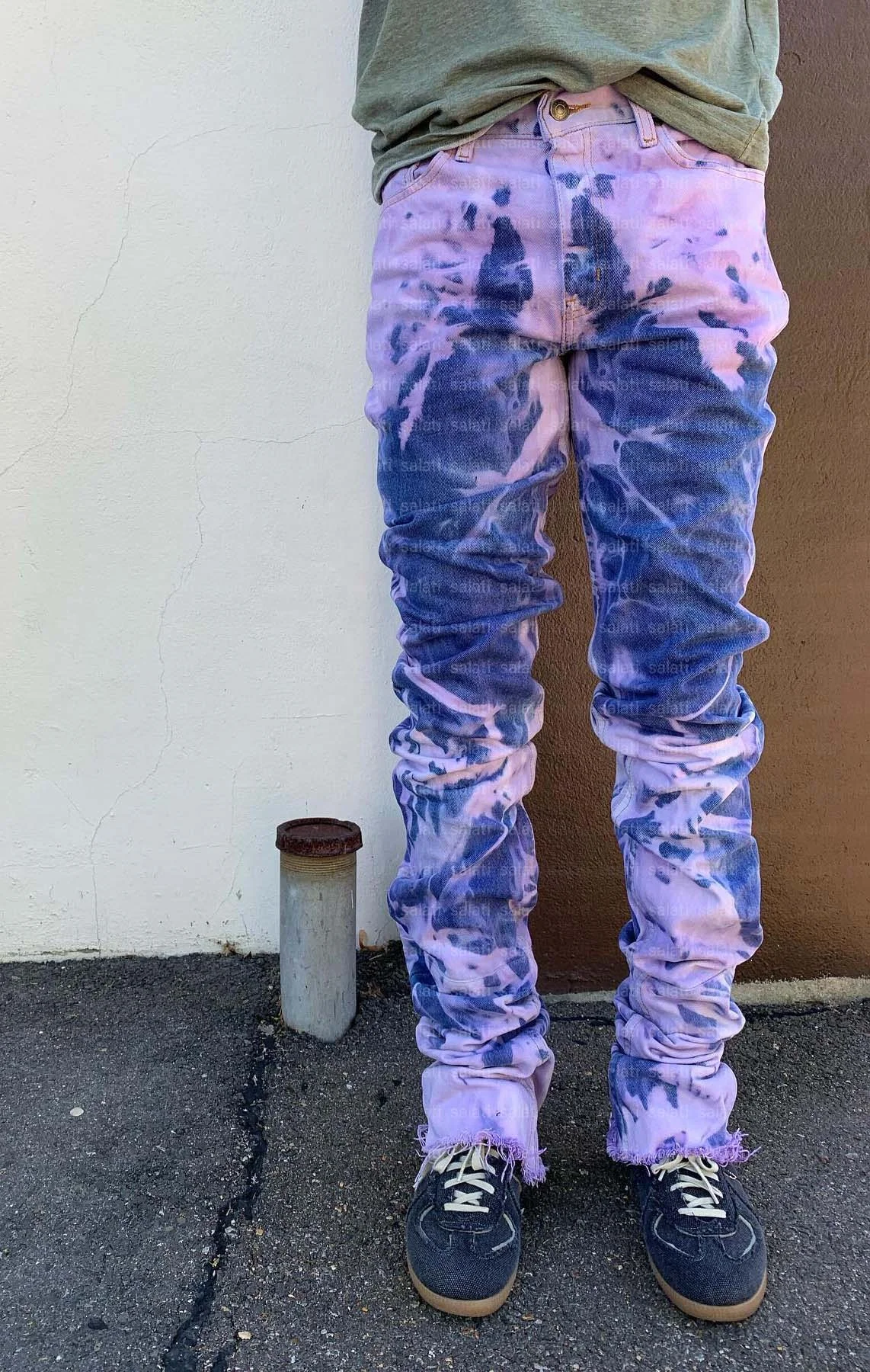 Salati Man Jeans High Waist Skinny Slim Fit Denim Pants Tie Dye Wash Distressed Streetwear Stacked Y2K Print Design Men gallery 8