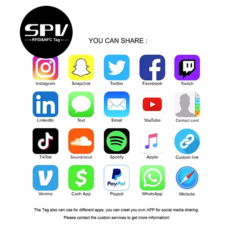 SPVRFID Custom RFID Badge NFC Epoxy Social Media Sticker