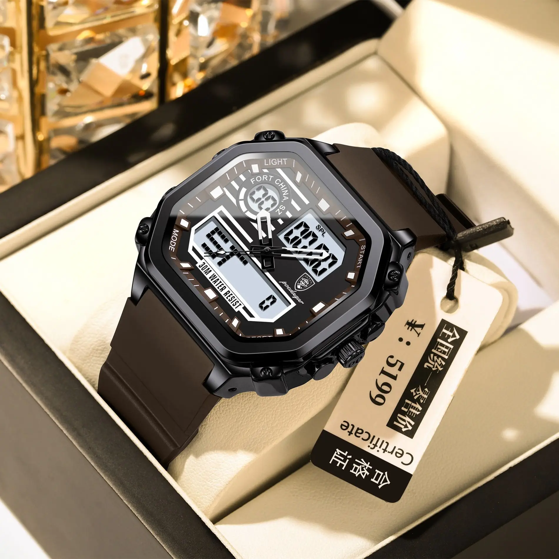 POEDAGAR 993 New  Multi Functional Sports Waterproof Watches Dual Display LED Night Ligh aperçu 12