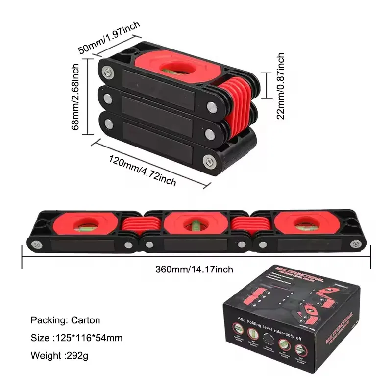 Foldable Level Accurate 3/4/5/6 Sections Multi Function Magnetic Folding Level Measuring Tool Multi Angle for Home Improvement