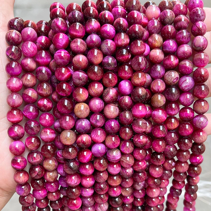 Natural 4/6/8/10mm Rose Red Jade Gemstone Round Loose Beads 15''