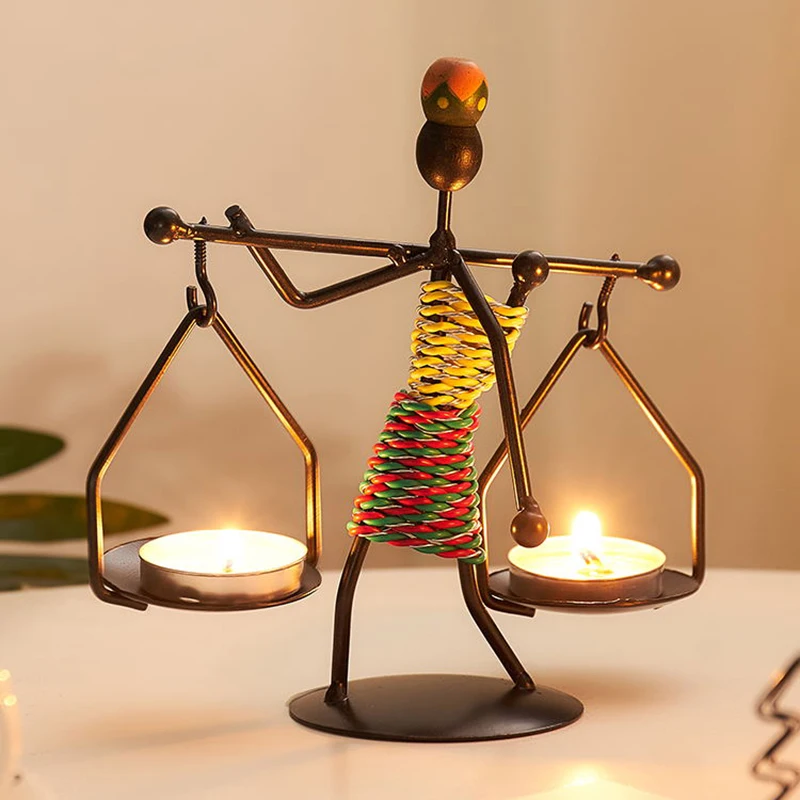 Fekete afrikai nő gyertyaasztal dekorációk északi stílusú lakásdekoráció fémvas lámpások és gyertyatartó üvegek gyertyatartó gyertyatartó