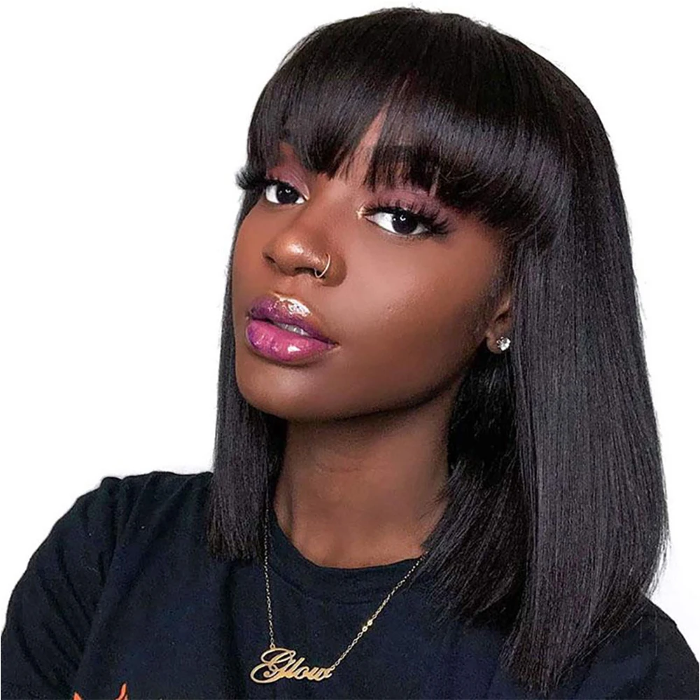 cut bangs lace front wig