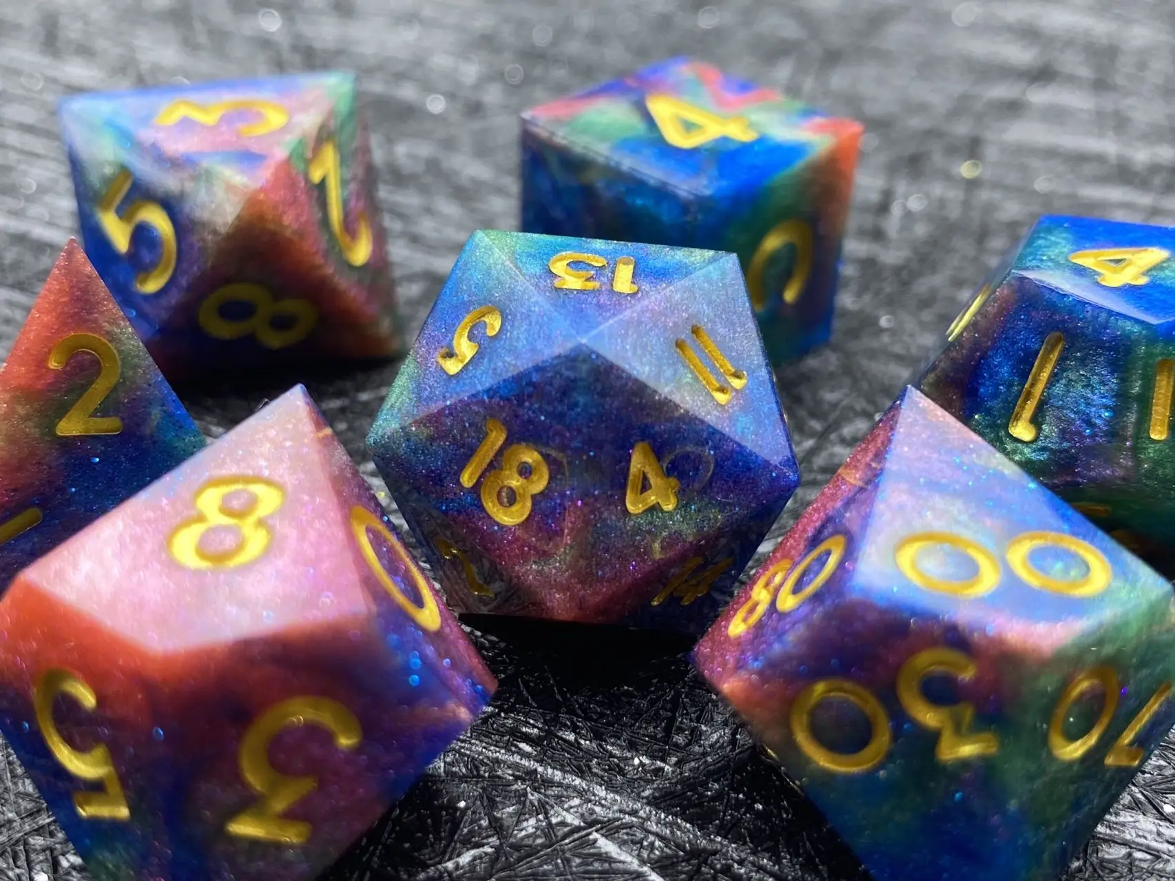 Custom Color Resin Dnd 16mm D&d Liquid Core Dice Set 20 Sided D20 Dice