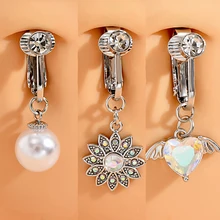 Set 10 Non-Piercing Belly Button Rings Colored Zircon Angel Wings Navel Ring Body Gift for Women Children Stainless Steel