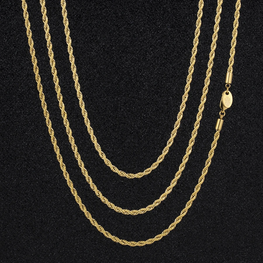 Unisex 3mm 18-26inch Sliver 18k Gold 