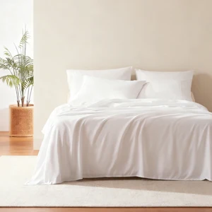 Custom Organic Cotton 300TC Washed Bed Linen Set 4 Pcs with OEM/ODM Service Available
