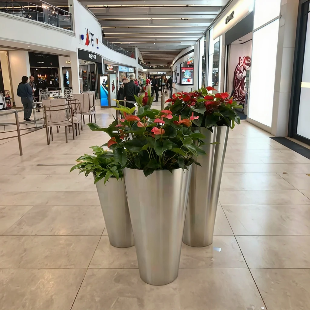 Indoor shopping mall flower boxes