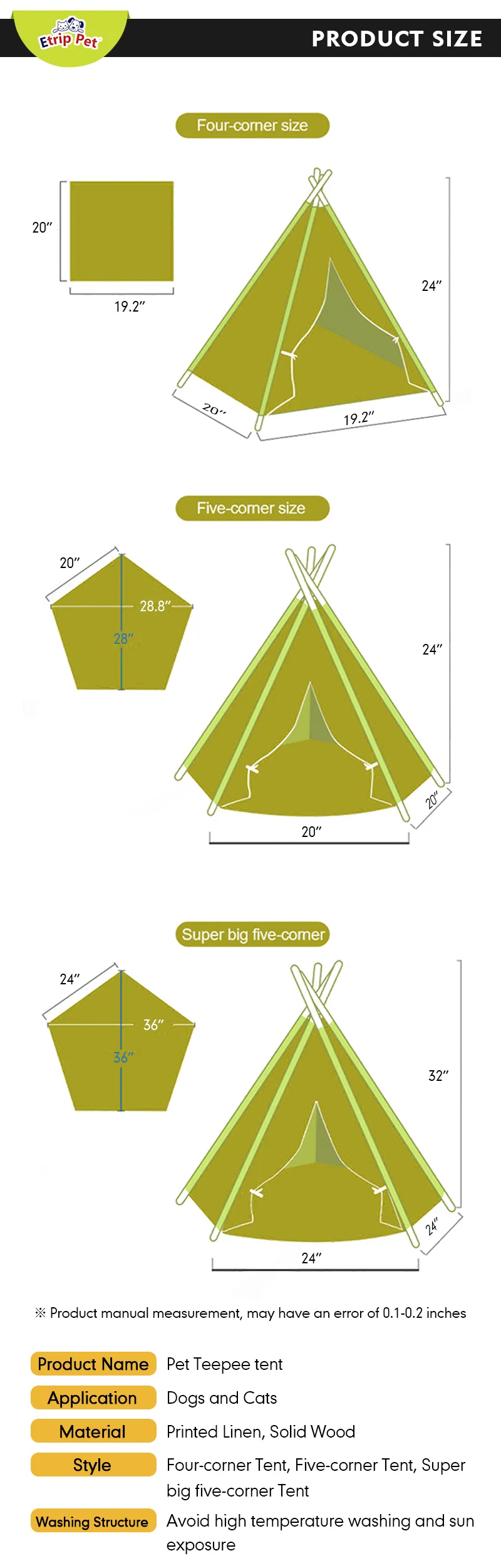 Hot outdoor foldable portable cat durable breathable dog bed teepee pet tent details