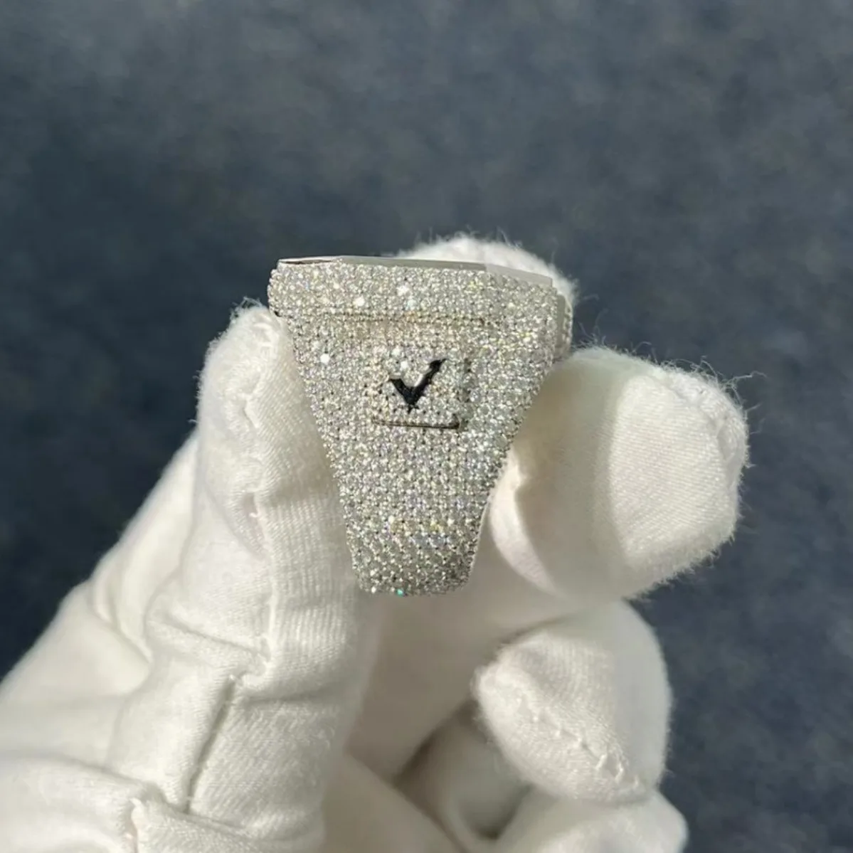 Hip Hop S925 Sterling Silver Punk Fashion Alphanumeric Personality Ring for Men Custom Moissanite Set