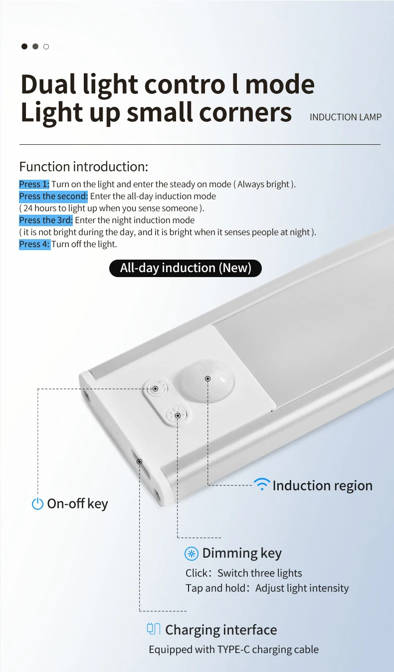 猫眼无线橱柜下照明运动传感器室内壁橱灯下厨房衣柜