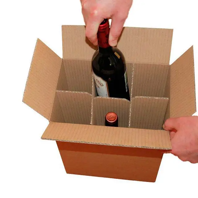 Boîtes en carton pour 6 bouteilles de vin - séparateurs intégrés 