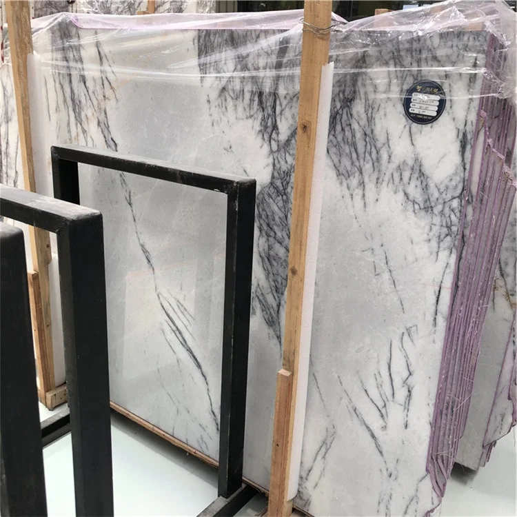 product popular design natural polished white lilac marble purple vein slab book match hotel wall background decoration-3