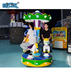 Mini Funny Carousel 3-Seats Indoor Kiddie Ride Horse Amusement Machine for Children Metal Merry-Go-Round for Fairground