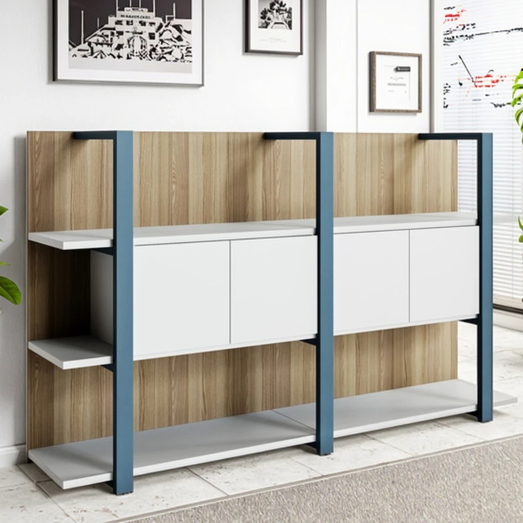 Premium Adjustable Office Storage Cabinet Modular File Storage Shelves Modern Business Furniture Solid Wood Frame Large Capacity 3