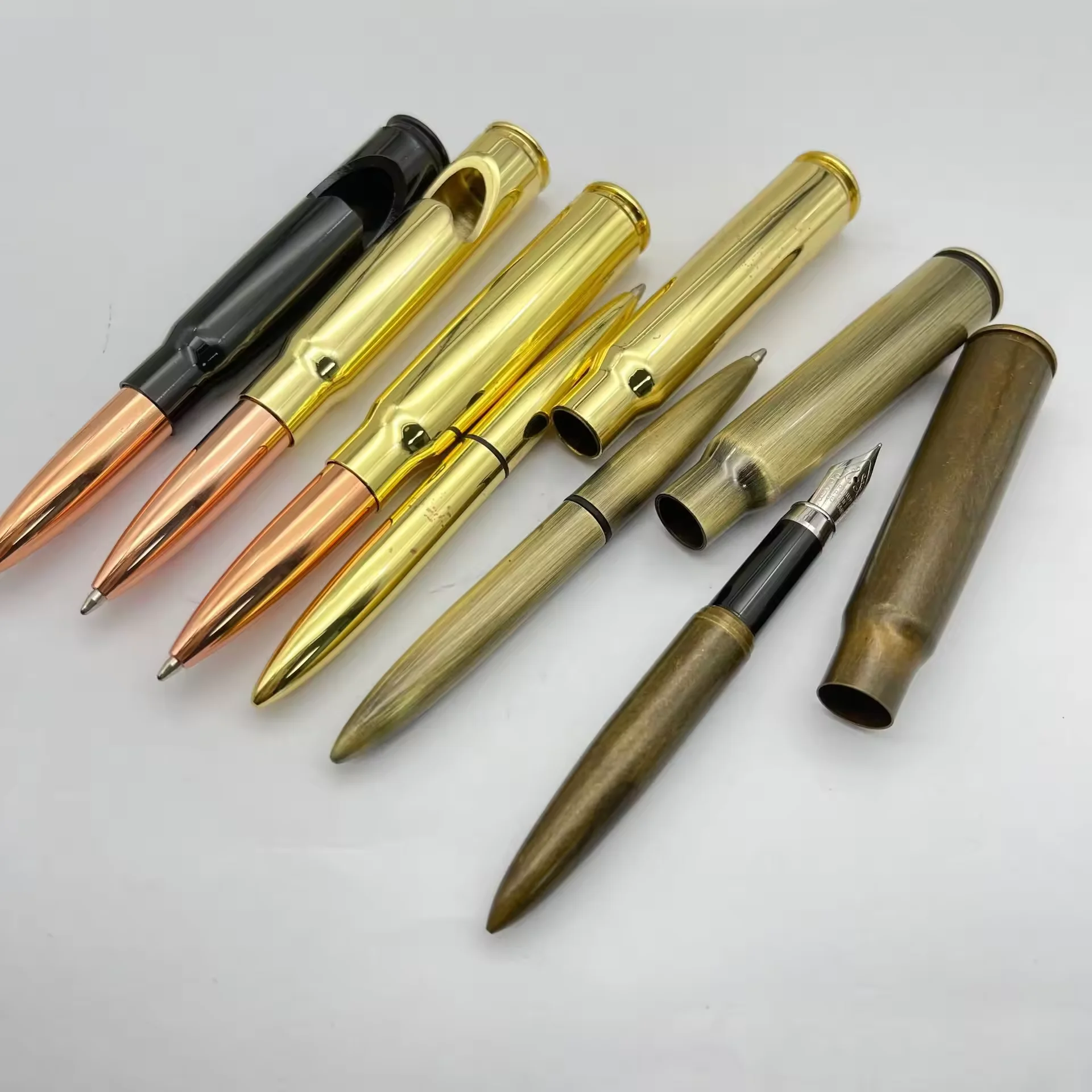 2025 Low Moq Men Father Gift Unique Hunter American Great Again Heavy  Bullet Shaped Pens Ancient Raw Brass logo Bullet Ballpoint Pen