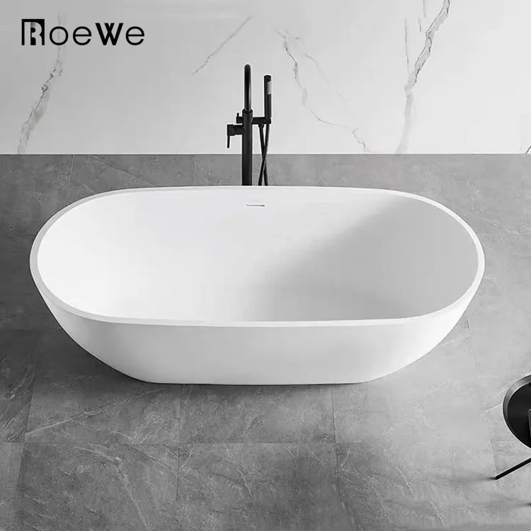 71inch Oval Shape Artificial Stone Bathtubs Solid Surface Freestanding Bathtub Resin Cast Stone Bath Tub Soaking Matt Tubs