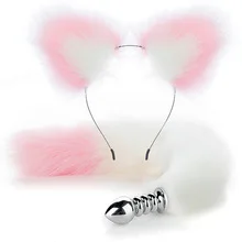 Set di coda di metallo con forcina per capelli, dilatatore anale sexy con coda di volpe, massaggiatore per la prostata, dilatatore anale per coppia, cosplay_voghion.com
