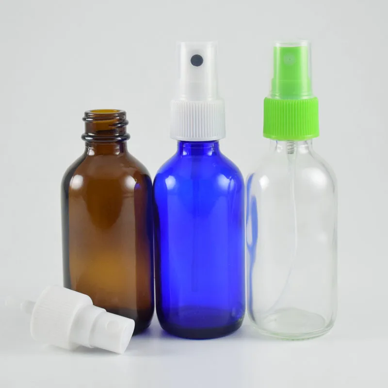 Spray 20 # 24 # 20mm Neck Sprayer 30ml 60ml Amber Blue Green Clear Glass Bottle