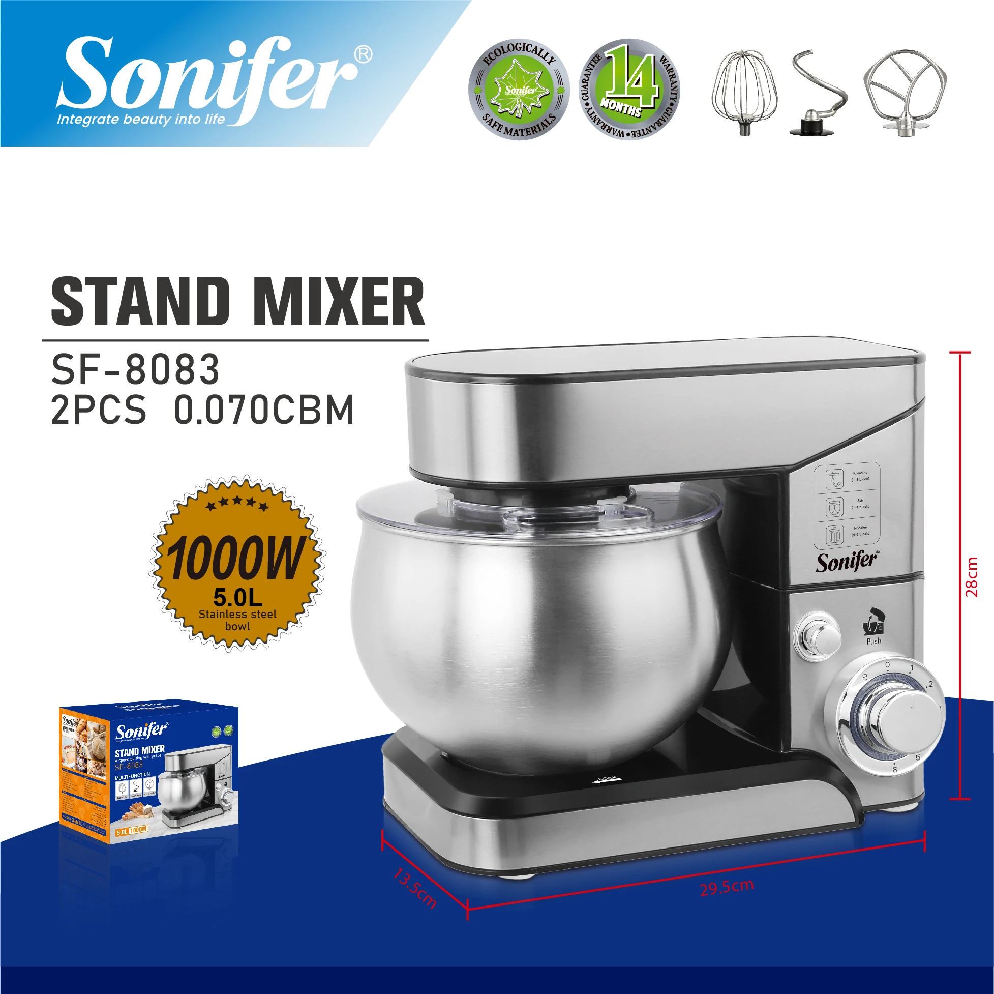 Sonifer SF-8083 Stand Mixer Versatile Efficient Mixing